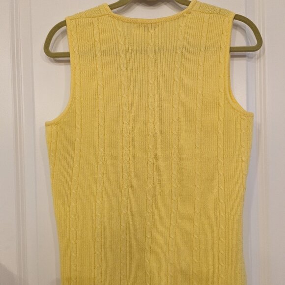 Vintage Yellow Cable Knit Sweater Vest - Picture 2 of 6